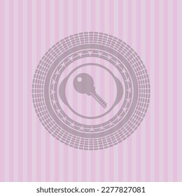 icono de la tecla dentro del icono rosa o emblema. Diseño detallado. 