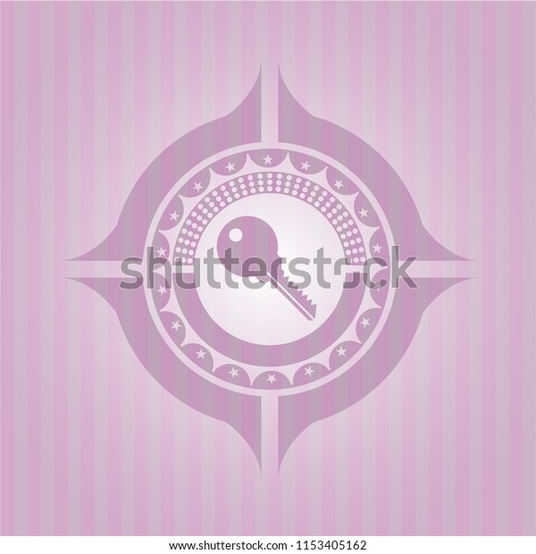 key icon inside pink\
emblem