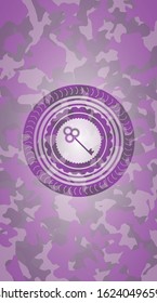key icon inside pink and purple camo texture