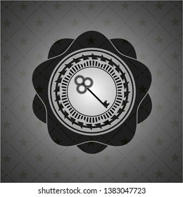 key icon inside realistic black emblem