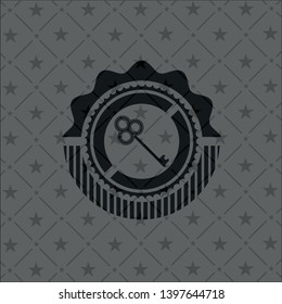 key icon inside realistic black emblem