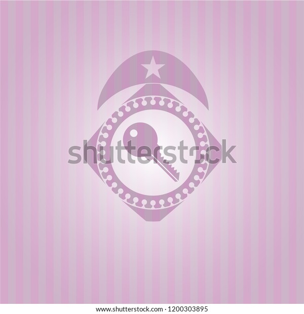 key icon inside\
realistic pink emblem