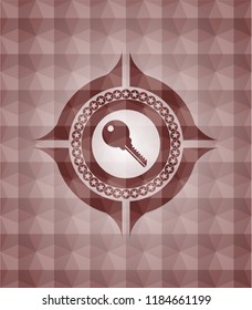 key icon inside red badge with geometric pattern. Seamless.