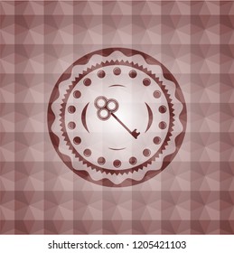 key icon inside red badge with geometric background. Seamless.