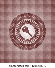 key icon inside red badge with geometric background. Seamless.