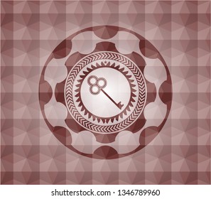 key icon inside red badge with geometric background. Seamless.