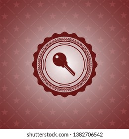 key icon inside red emblem. Retro