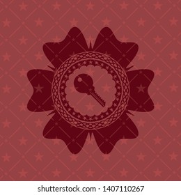 key icon inside red emblem. Retro