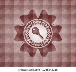key icon inside red geometric badge. Seamless.