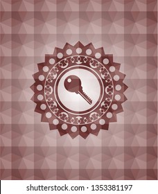 key icon inside red polygonal badge. Seamless.