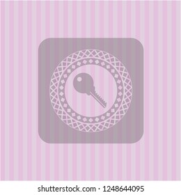 key icon inside retro pink emblem