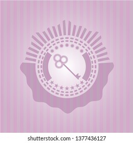 key icon inside retro pink emblem
