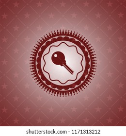 key icon inside retro red emblem
