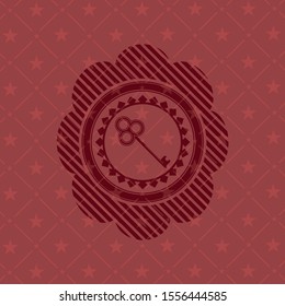 key icon inside retro style red emblem