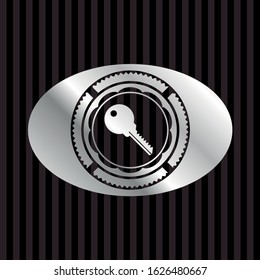 key icon inside silvery badge