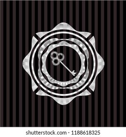 key icon inside silvery shiny emblem