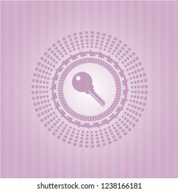 key icon inside vintage pink emblem