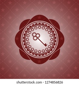 key icon inside vintage red emblem