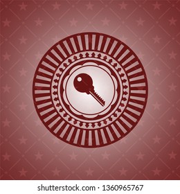 key icon inside vintage red emblem