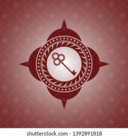 key icon inside vintage red emblem