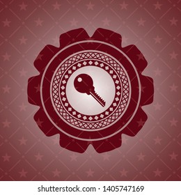 key icon inside vintage red emblem