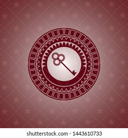 key icon inside vintage red emblem