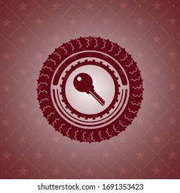 key icon inside vintage red emblem