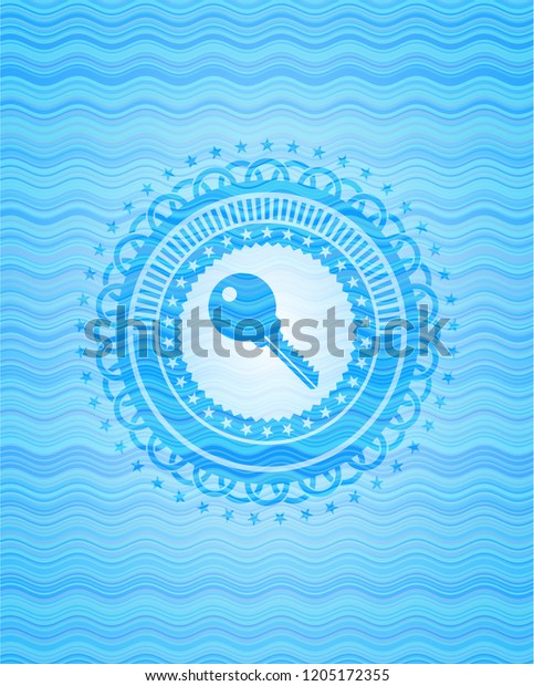 key icon inside\
water wave badge\
background.