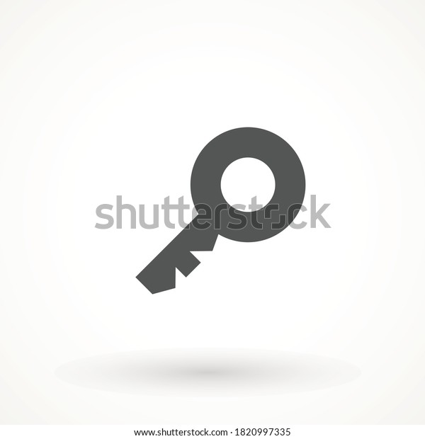 Key icon , isolated. Closing and opening\
door. Sign and symbol . Locking and unlocking door vintage key\
pictogram, vector\
illustration.