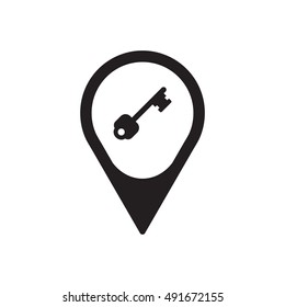 Key   icon,  isolated. Flat  design.