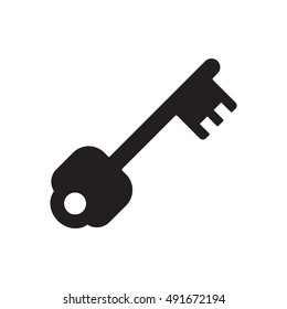 Key    icon,  isolated. Flat  design.