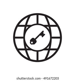 Key    icon,  isolated. Flat  design.