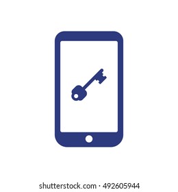 Key   icon,  isolated. Flat  design.