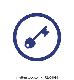 Key    icon,  isolated. Flat  design.