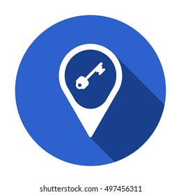 Key   icon,  isolated. Flat  design.