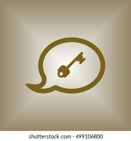 Key    icon,  isolated. Flat  design.