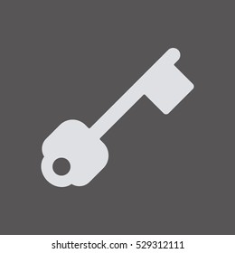 Key  icon,  isolated. Flat  design.