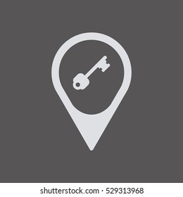 Key  icon,  isolated. Flat  design.