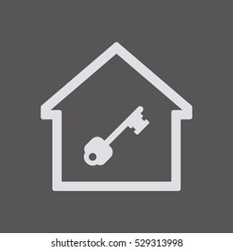 Key  icon,  isolated. Flat  design.