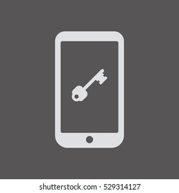 Key  icon,  isolated. Flat  design.
