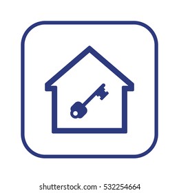 Key  icon,  isolated. Flat  design.