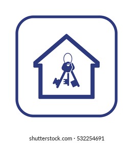 Key  icon,  isolated. Flat  design.