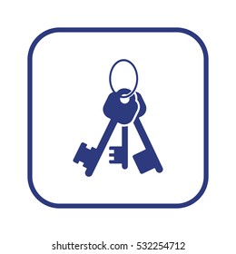 Key  icon,  isolated. Flat  design.