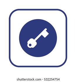 Key  icon,  isolated. Flat  design.