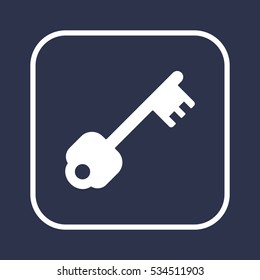 Key  icon,  isolated. Flat  design.