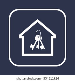 Key  icon,  isolated. Flat  design.