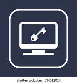 Key  icon,  isolated. Flat  design.