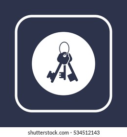 Key  icon,  isolated. Flat  design.