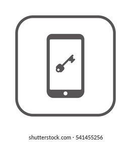 Key  icon,  isolated. Flat  design.