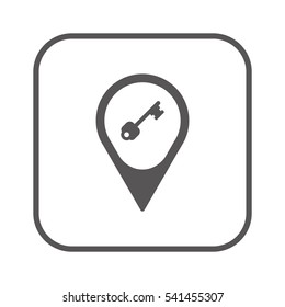 Key  icon,  isolated. Flat  design.